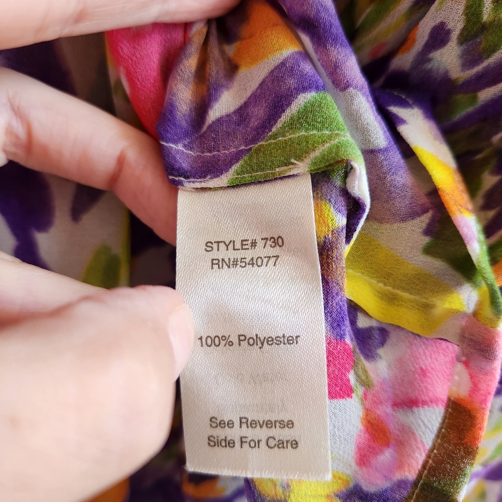 Cabi Pretty Summer Floral Sheer Blouse Faux Wrap Sleeveless Tank Top Small - Picture 16 of 16